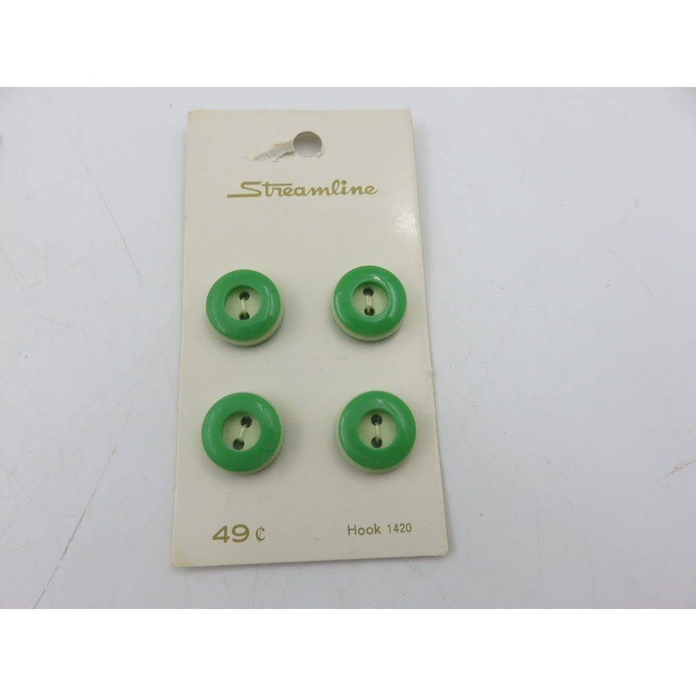 Vintage Streamline Green White Buttons 5/8" 2 Hole Style 2259 Made in Germany